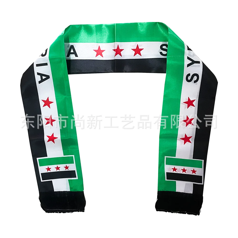 SKY FLAG Custom Syria Scarf 14*135cm The Syrian Arab Republic Syrian three Star Scarf Banner For event decoration