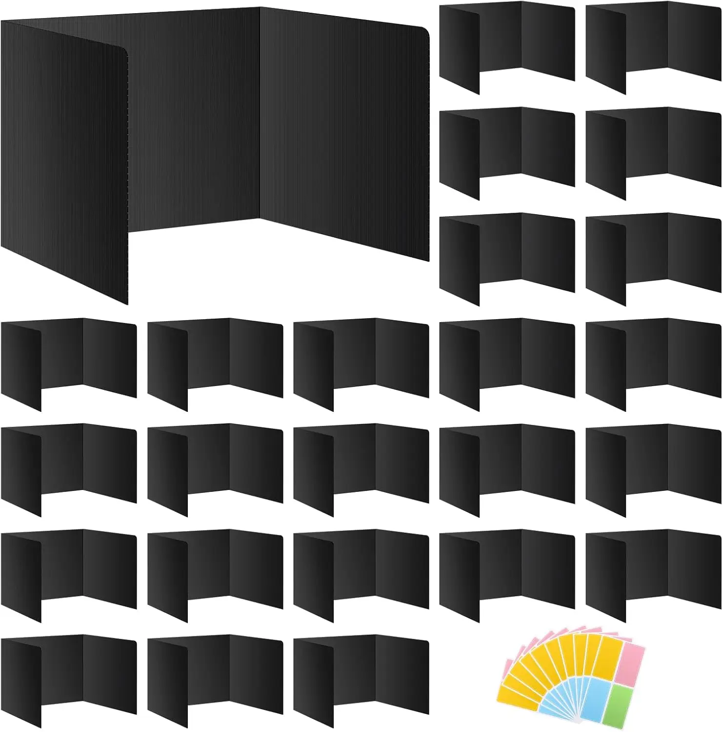 

24-Pack Waterproof Desk Dividers for Students, Durable Plastic Study Carrel Privacy Shields, Easy to Clean