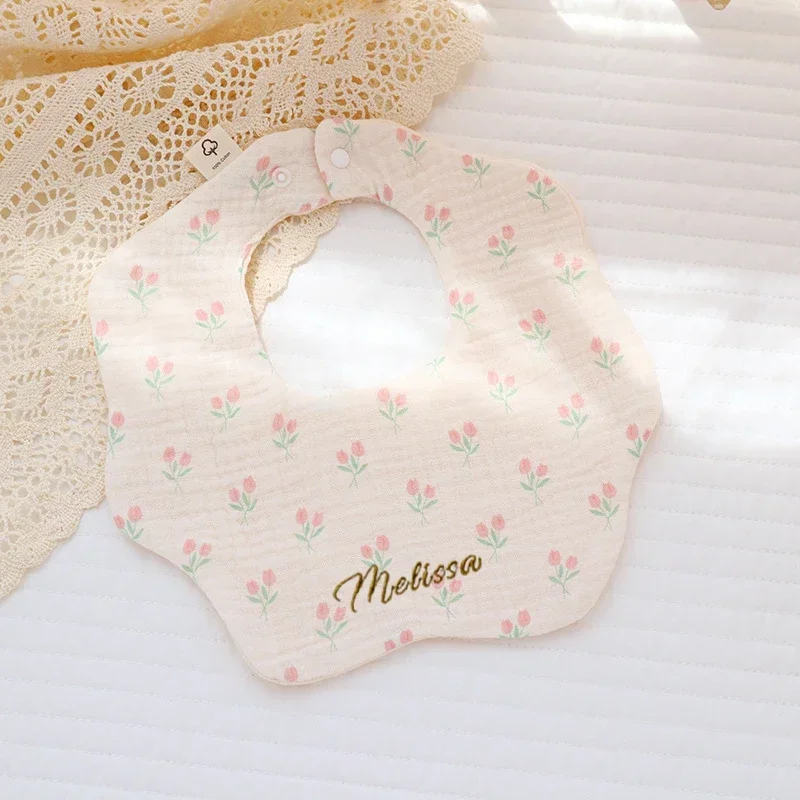 Personalized Custom Name Baby Bib For Newborns Girl Baby Accessories Infant Feeding Apron Cotton Baby Bibs Things For Babies