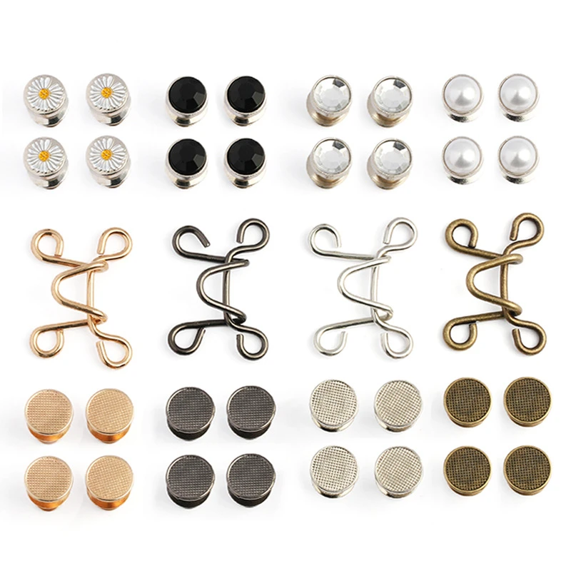 Adjustable Reusable Waist Closing Buttons Staple Free Removable Buttons Jeans Sub Waistband Windage Buttons