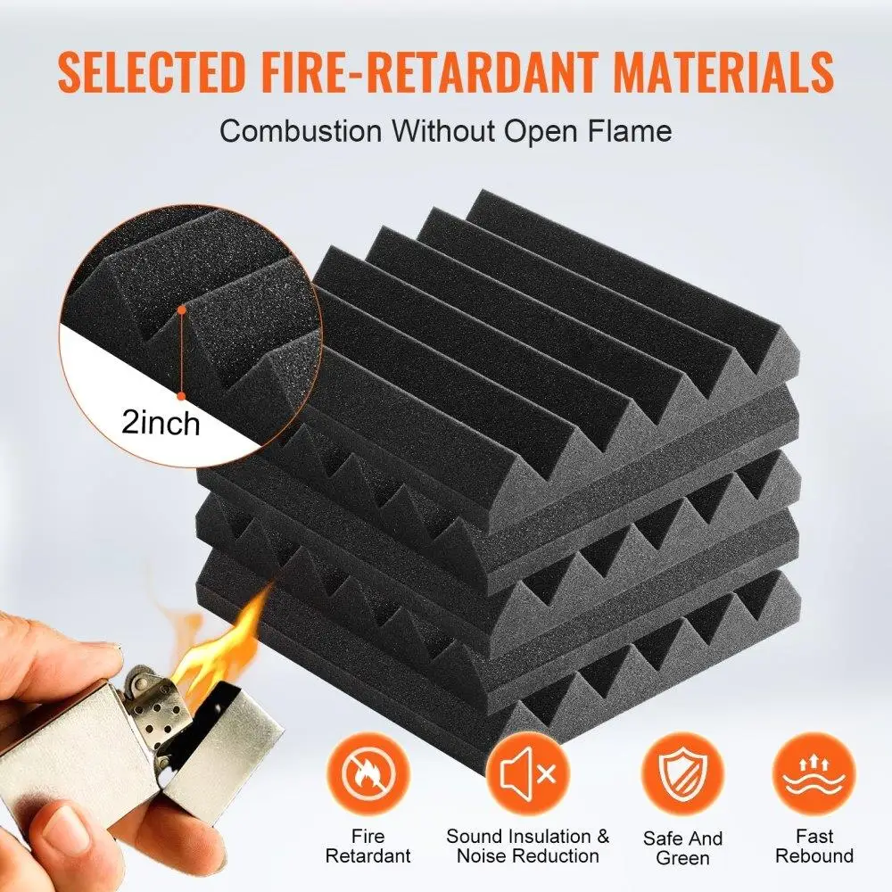 스튜디오 벽 및 천장용 고품질 어쿠스틱 폼 패널, 소음 감소, 36 팩, 12x12x2 인치