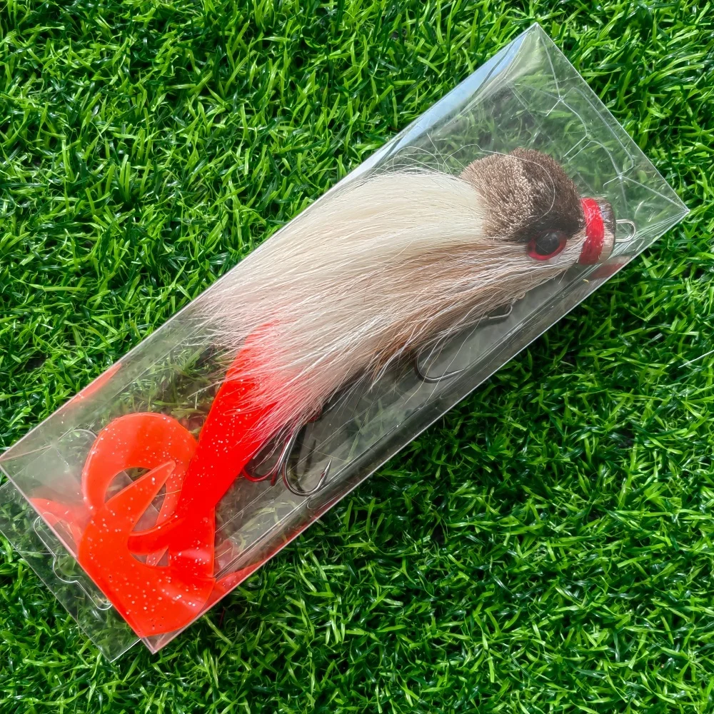 MUKUN Maus Baby Swimbait Bucktail Maus Köder Schnurrbart Rig Muskie Hecht Angeln Spiel Handgebunden Hirsch Haar Körper Solide Rig Tackle – Detail 16