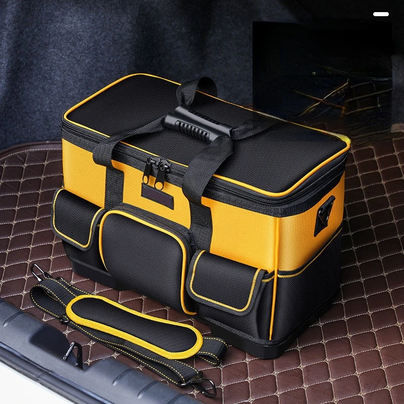 17-inch Wide Mouth Tool Bag with Water Proof Molded Base，Wide Mouth Tool Tote Bag,Waterproof Tool Organizer Bag