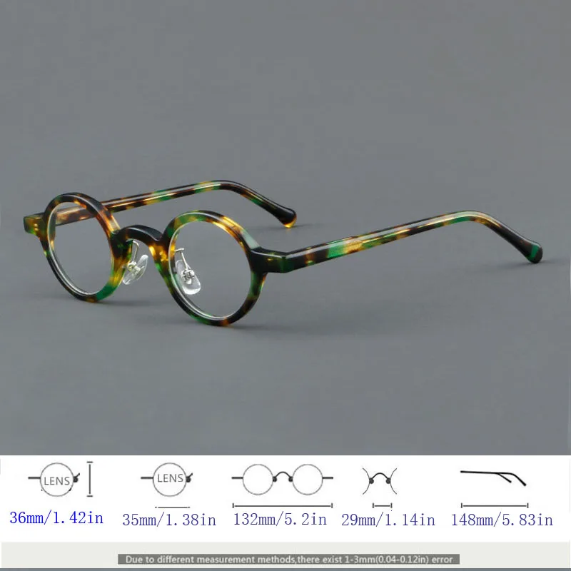 Vintage small oval Acette eyeglass frame suitable for men and women's colored tortoiseshell black small-sized eyeglass