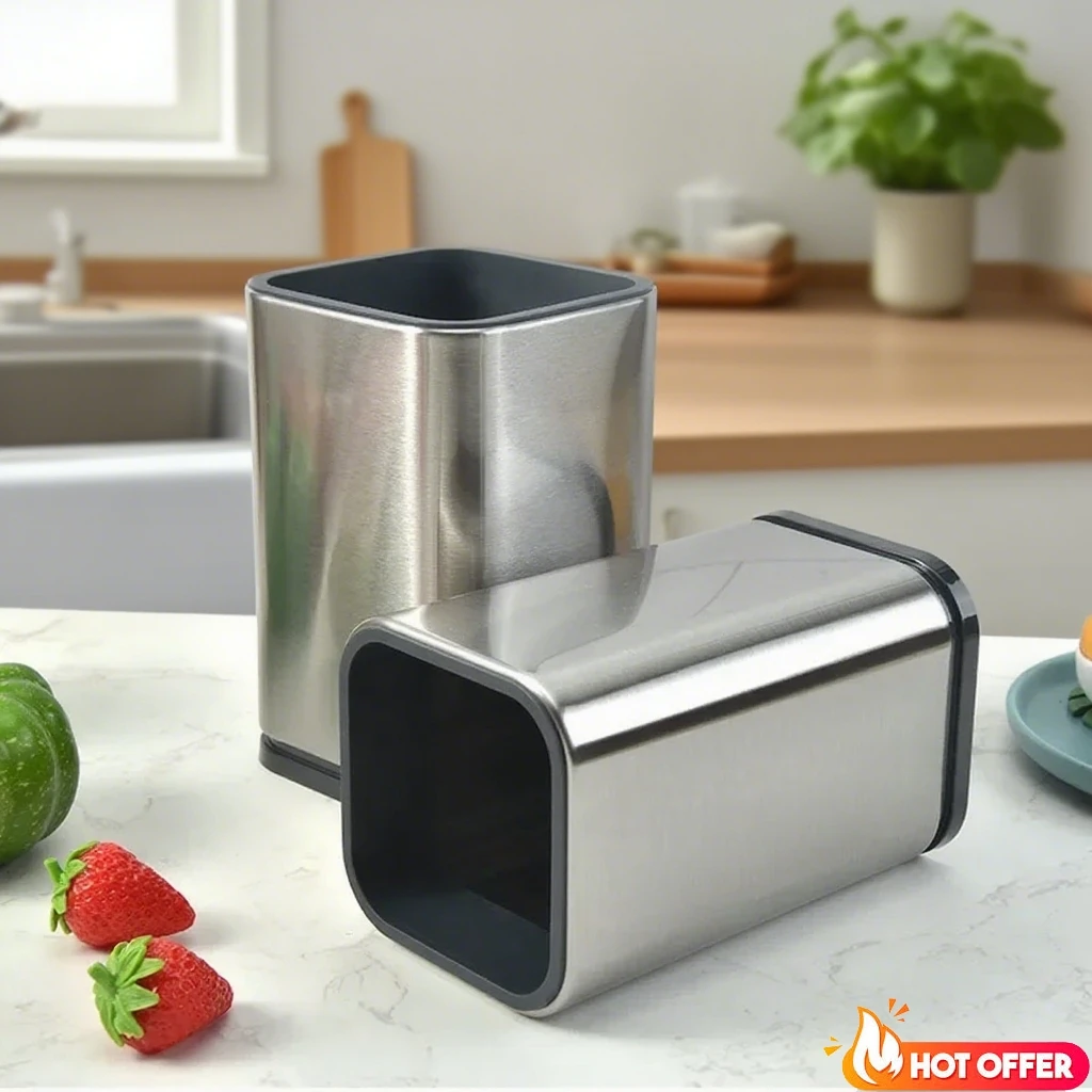 

Stainless Steel Spoon Holder Tableware Drainer Chopsticks Storage Box Thickened Hollow Kitchenware Storage Organizer