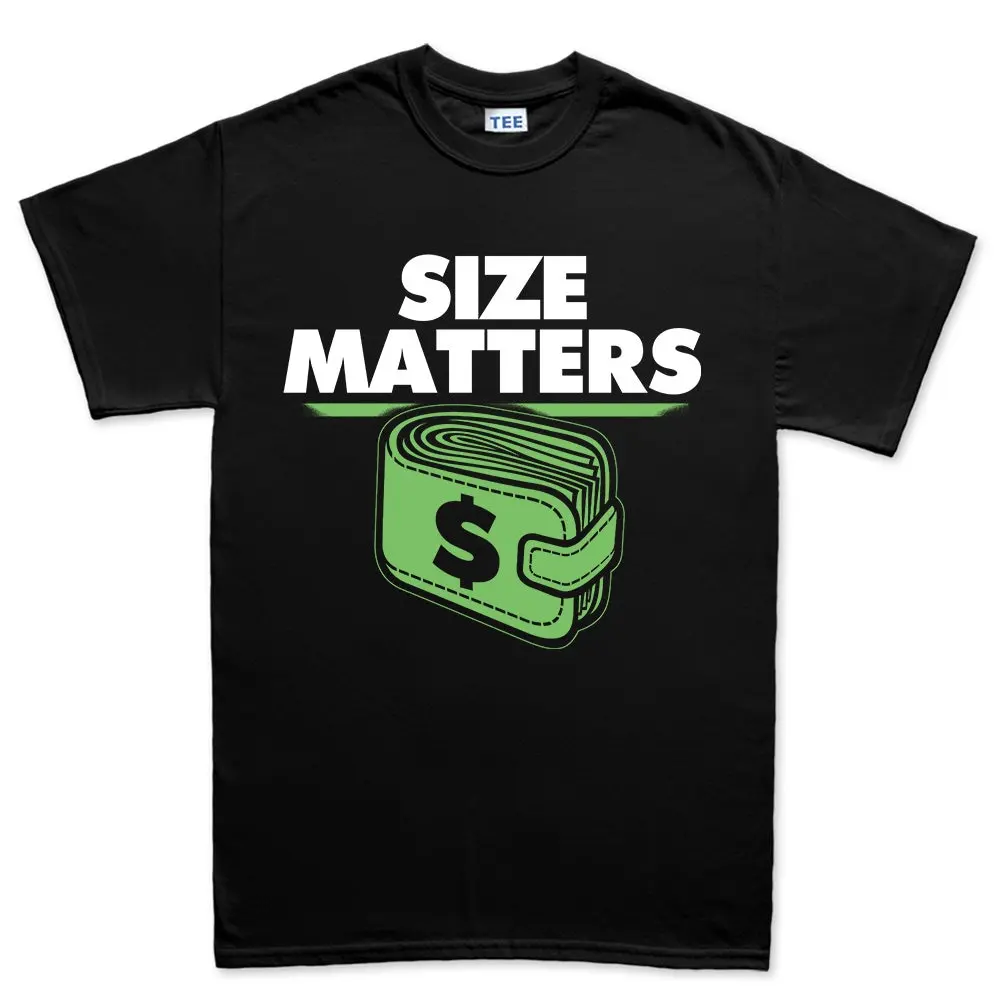 Mens Size Matters Wallet Dollars Money Cash Funny Joke T Shirt Top