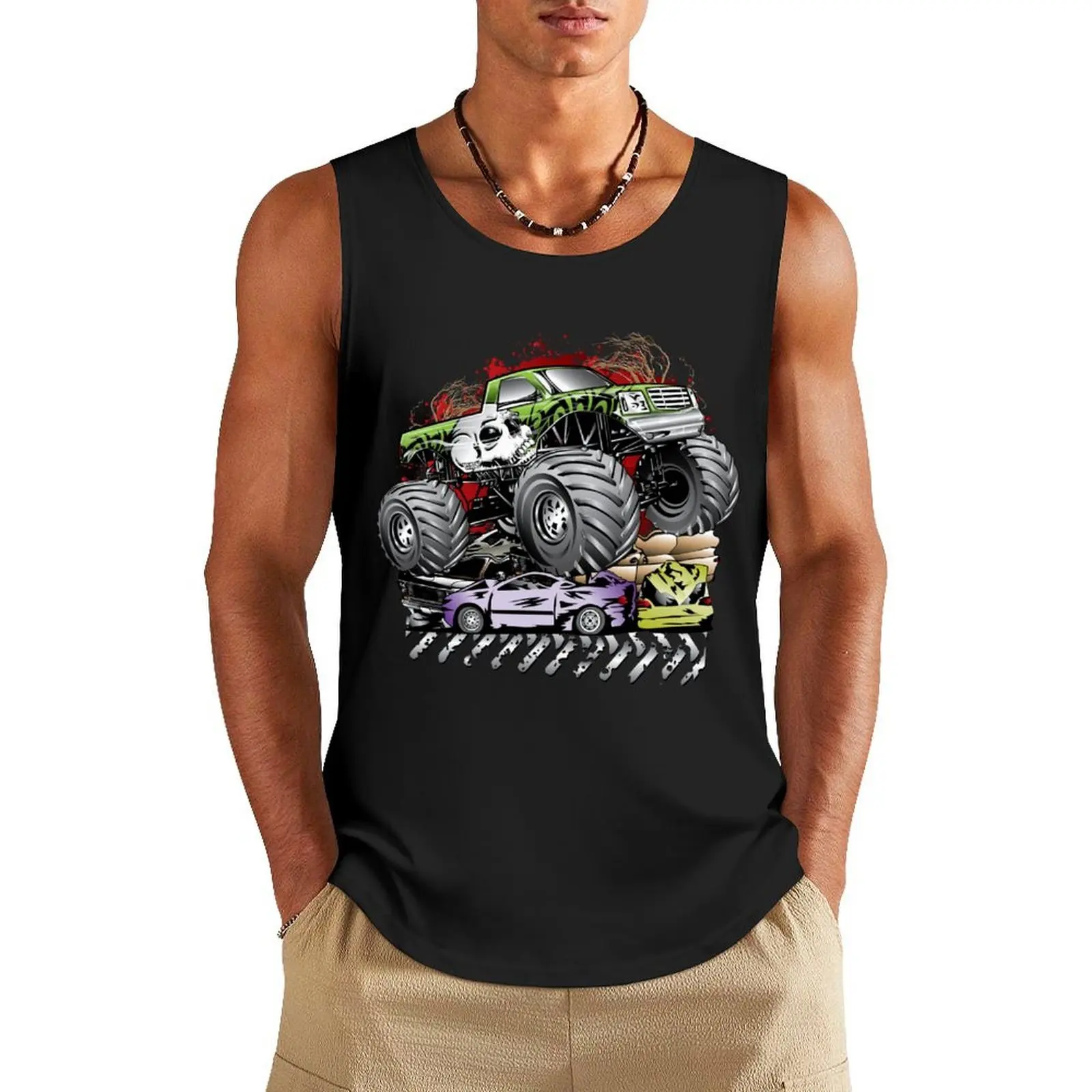 

Monster Truck Skull Crusher Tank Top gym clothes man gym clothes man fitness summer clothes sleeveless t-shirts for men