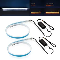 2PCS 30cm 45cm 60cm DRL Flowing Flexible LED Tube Strip Daytime Running Lights sequential Turn Signal Angel Eyes Running LED