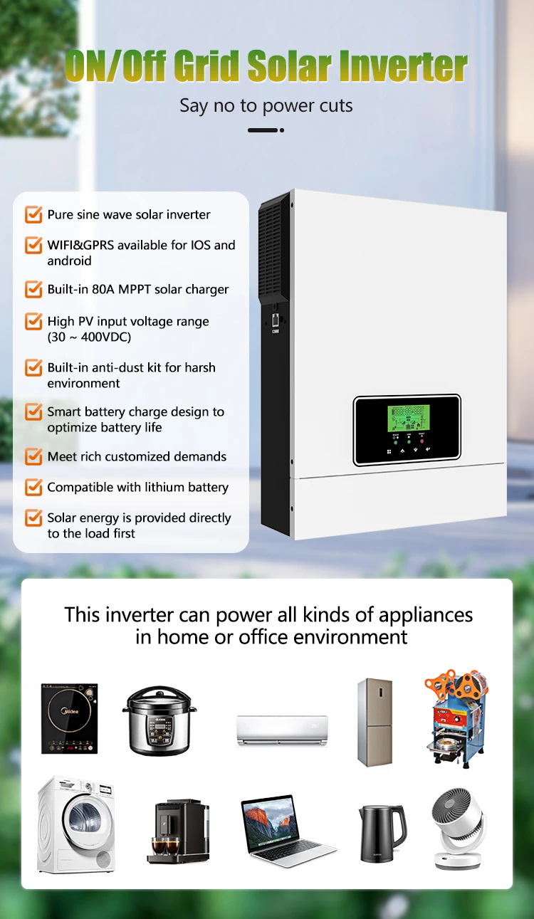 NML 2000W solar inverter with 98% efficiency  supports multiple batteries, dust-resistant and smart charging design.