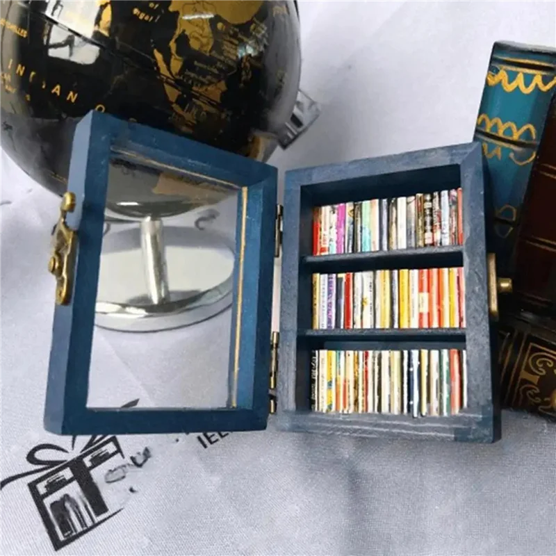 

ABUP-2X Miniature Bookshelf Pocket Anxiety Bookshelf Wooden Tiny Book Library Stress Reliever Bookshelf Tabletop