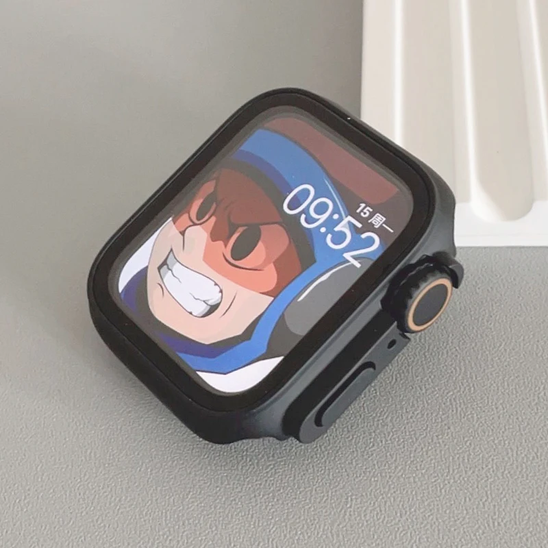 Change to Ultra Case+Protective Glass Film For Apple Watch Series 9 8 7 6 SE 5 4 Matte Cover For iWatch 45mm 44mm 42mm 41 40 38
