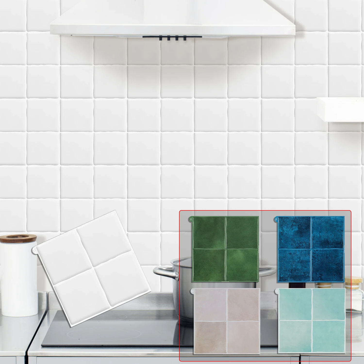 

5PCS 9x9inch Modern Mosaic Peel and Stick Backsplash Tiles - DIY Kitchen & Bathroom Wall Tiles