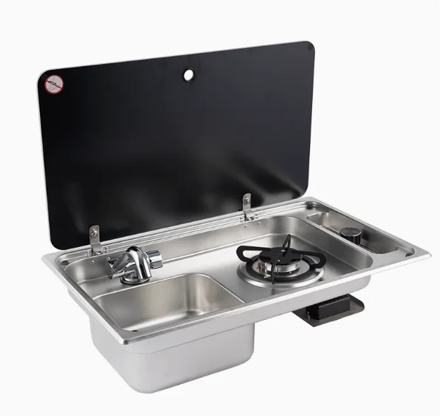 RV Stove Sink Stainless Steel Rectangular Wash Basin with Stove Caravan RV Kitchen Sink Accessories