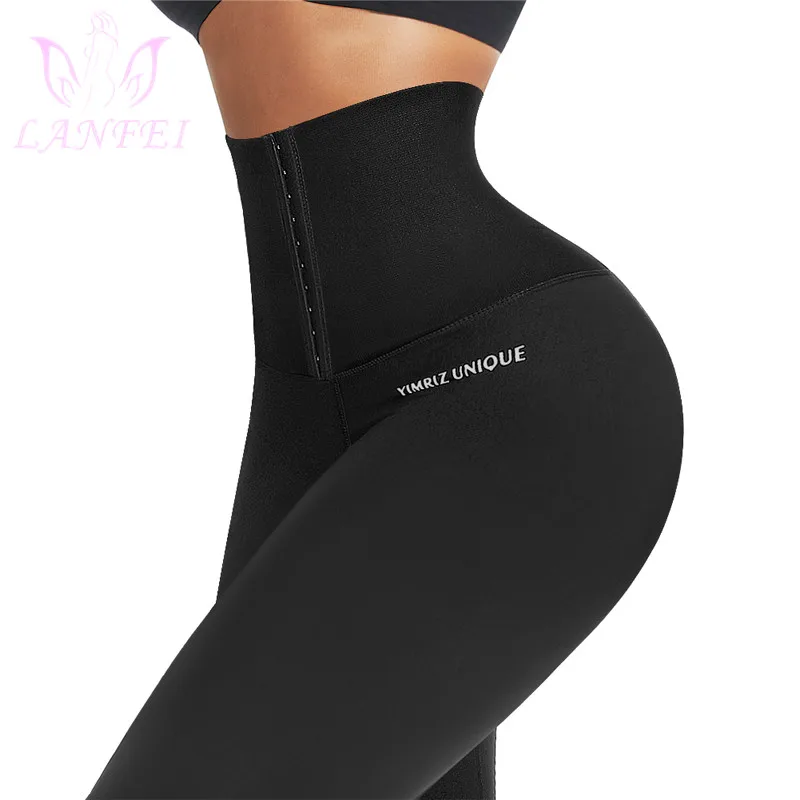 Women High Waist Trainer Leggings Body Shaper Seamless Slimming Pants Legs Hooks Push Up Workout Sport Running Trousers