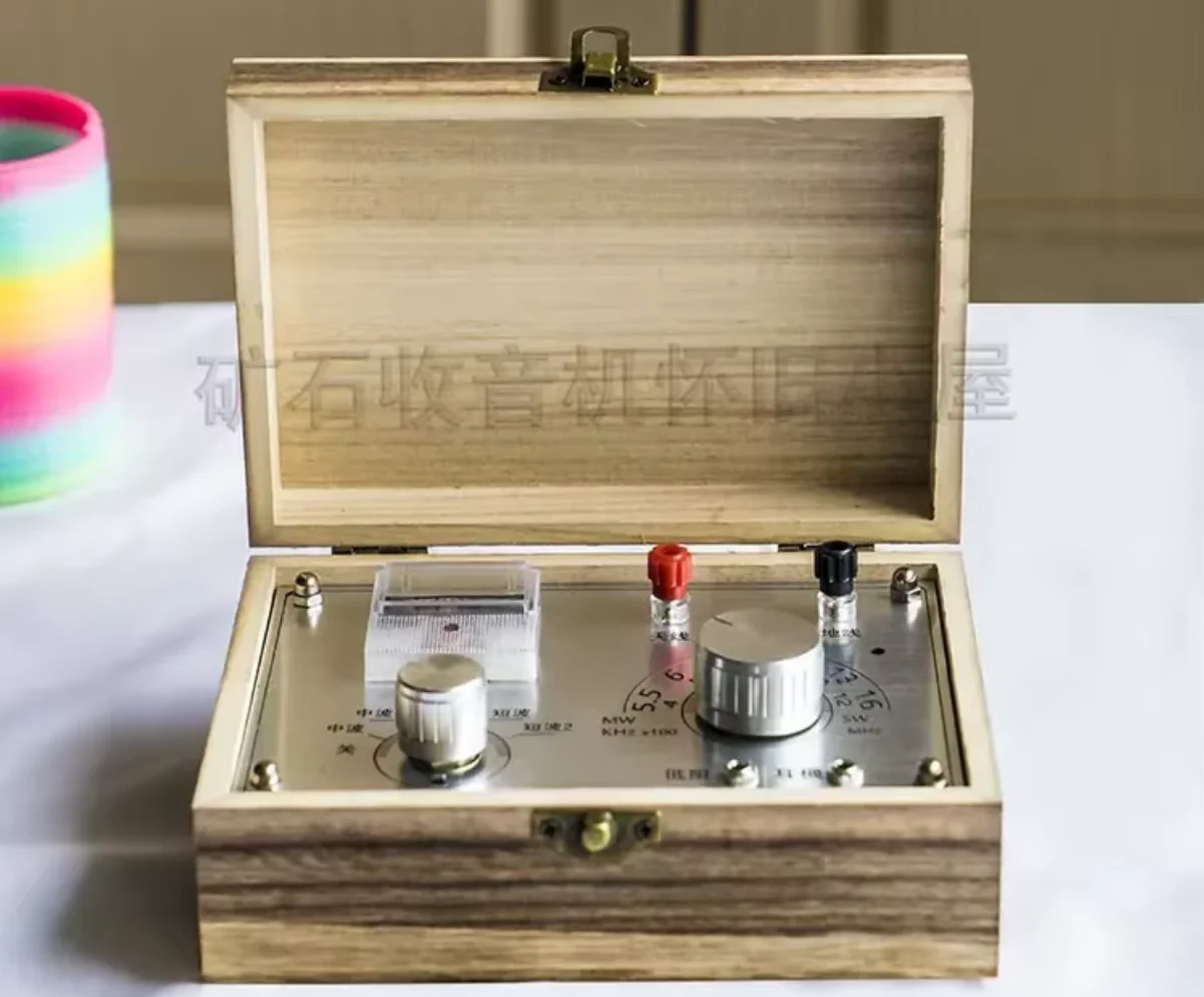 ore radio small wooden box mining machine medium and short wave current strap high and low resistance earphones for dual use