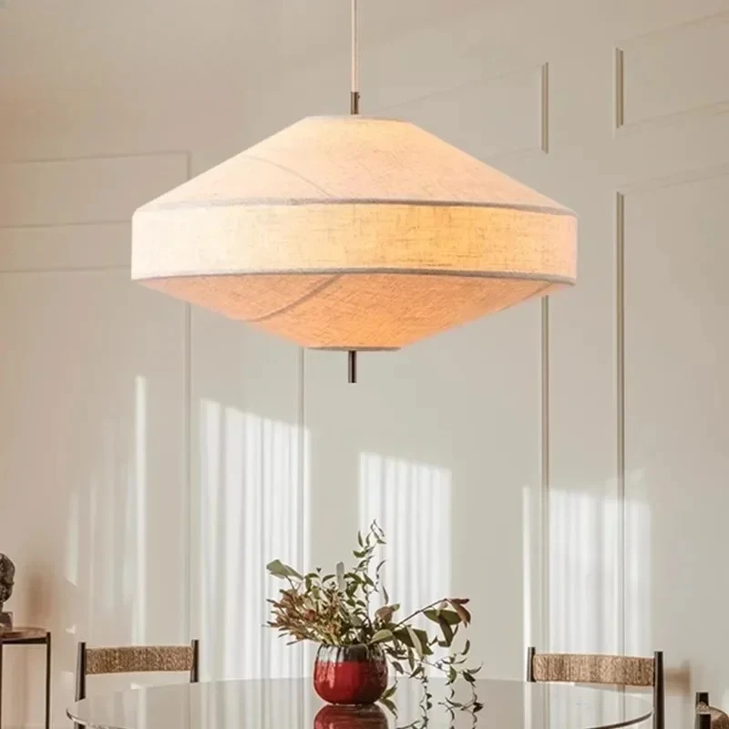 Wabi Sabi Style Restaurant Living Room Bedroom Homestay Tea Room Zen Inspired Bar Retro Decoration Fabric Lamp