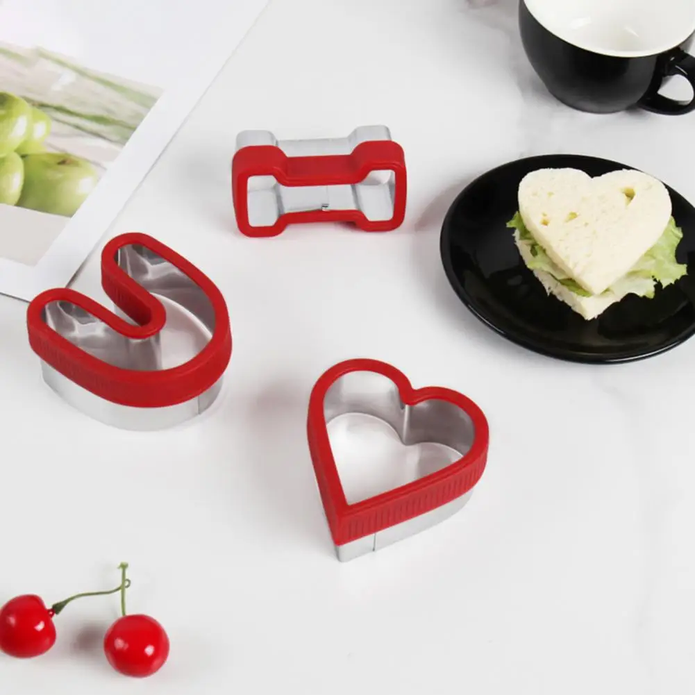 Mirror Polishing 3Pcs/Set Creative Heart Letter Cookie Cutter No Hand Injury Cookie Cutter Non-slip   Kitchen Supply