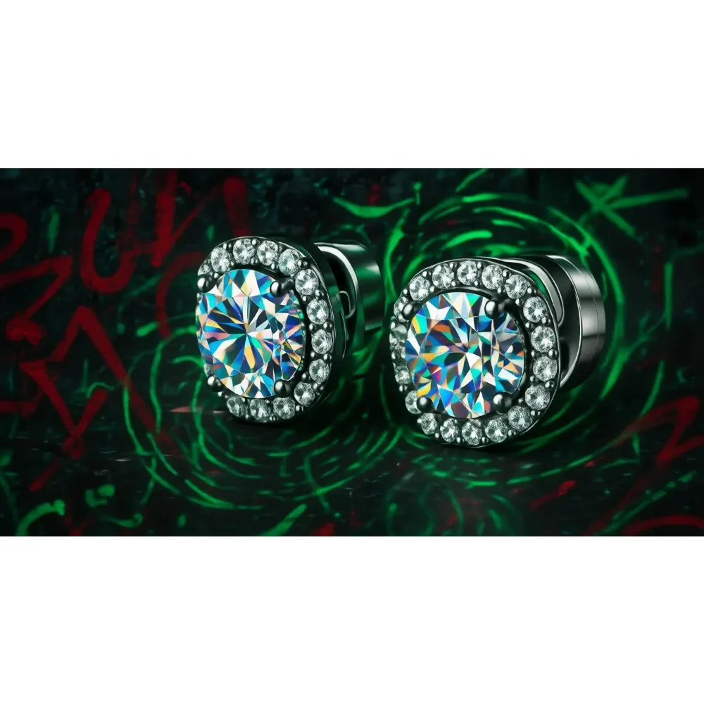 

Магнитные клипсы-серьги с муассанитом для мужчин и женщин, покрытые 18-каратным белым золотом, из гипоаллергенной нержавеющей стали, без прокола