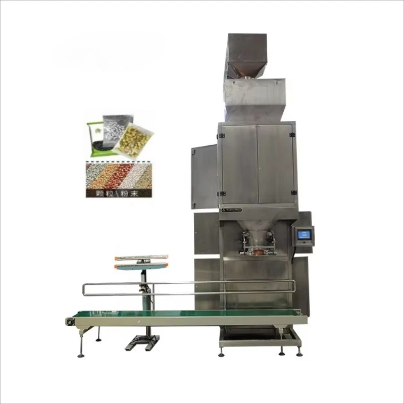 Semi Automatic 5kg 10kg 25kg 50kg Melon Seeds Peanuts Wheat Rice Grain Fertilizer Granule Filler Bag Weighing Packing Machine