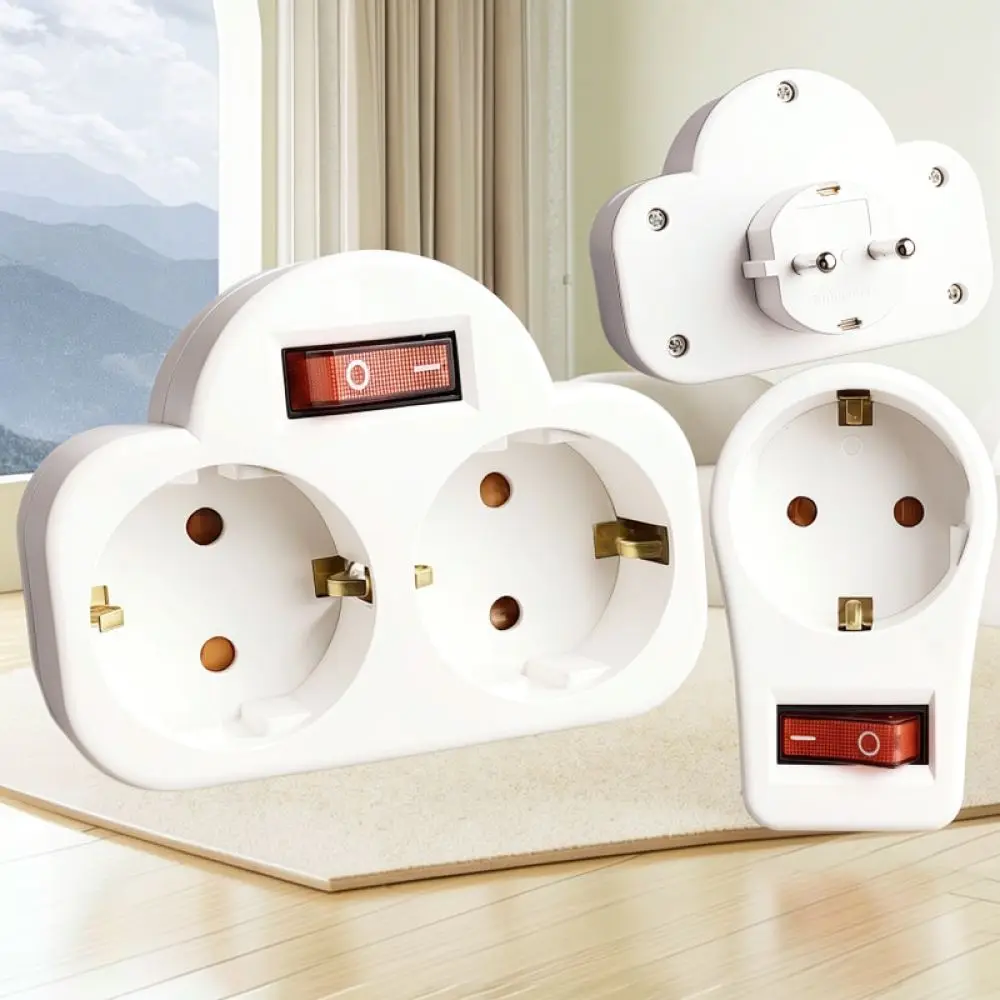 German Standard Outlet Adapter With Switch Independent Control Grounded Protection Safe Shutter Power Extension Socket