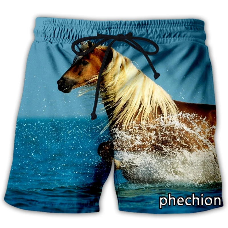 phechion New Fashion Men/Women Animal Horse 3D Printed Casual Shorts Streetwear Men Loose Sporting Shorts L130