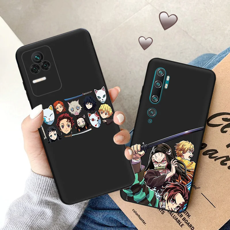 Phone Case for Redmi Note 11 Pro A1 A2 A3 K40 K50 K60 Xiaomi 14 CC9 C61 Demon Slayer Kimetsu No Yaiba Soft Black Silicone Cover image 4