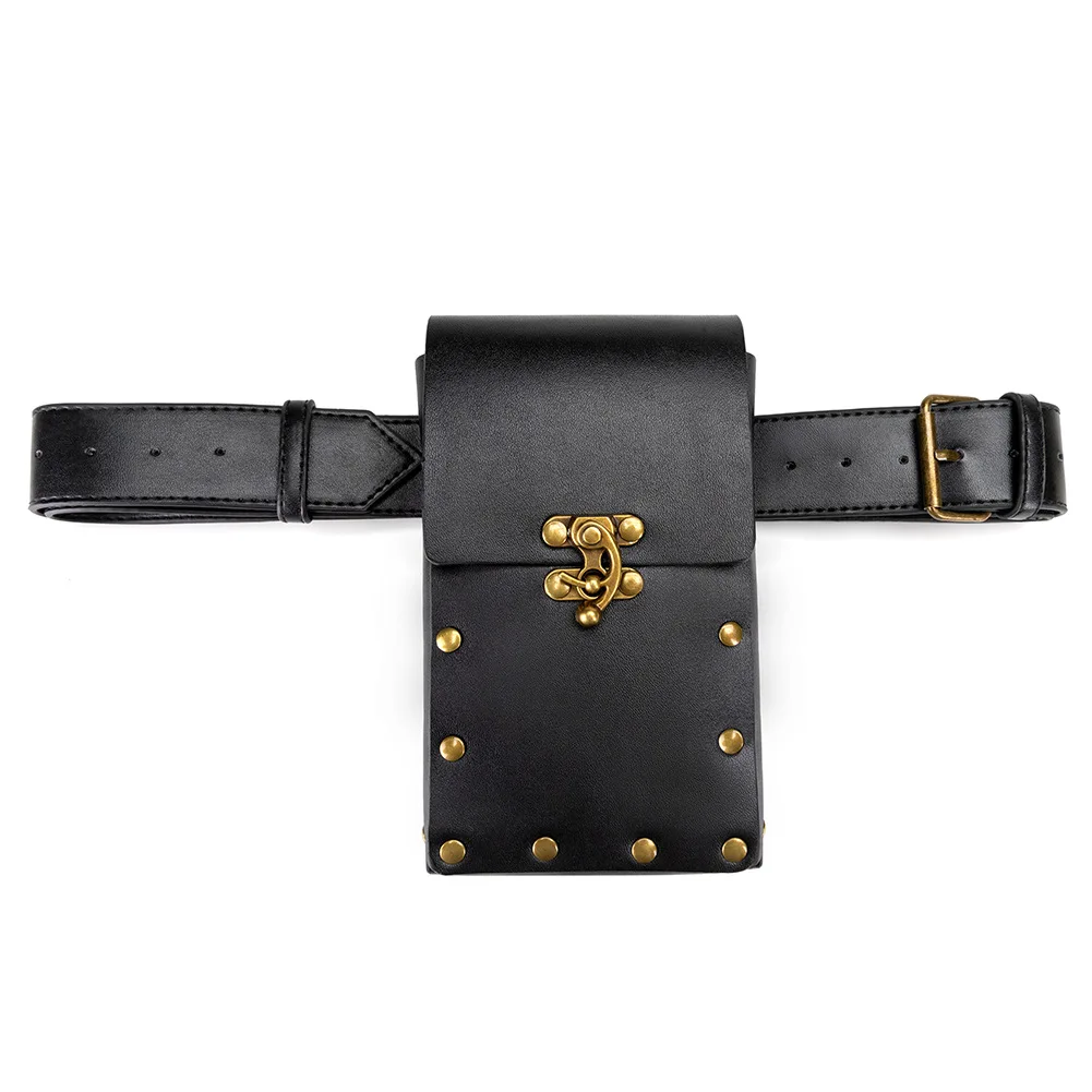 Medievale cavaliere vichingo pirata Cosplay in pelle tasche retrò rinascimentale anello in vita cintura marsupio marsupio Costume per donna uomo