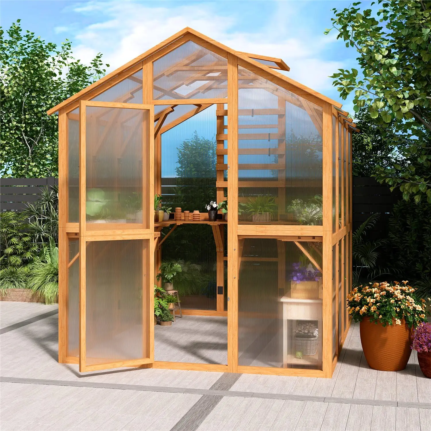 6X8 FT Wood Greenhouses for Outdoors, Custom