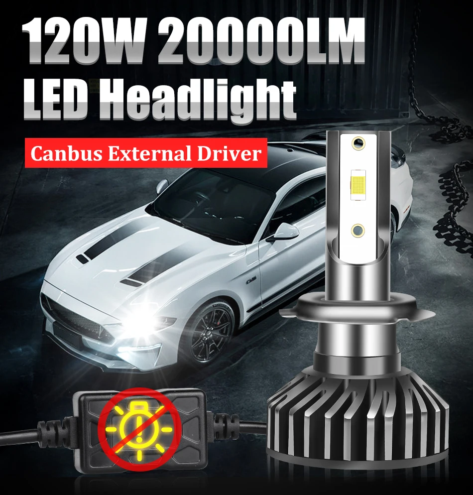 H7 H11 LED Headlight 20000LM H8 H9 CSP 120W HB3 HB4 9005 9006 H1 Canbus No Error 6000K 8000K For BMW E46 E60 E90 F10 F20 F30 E36