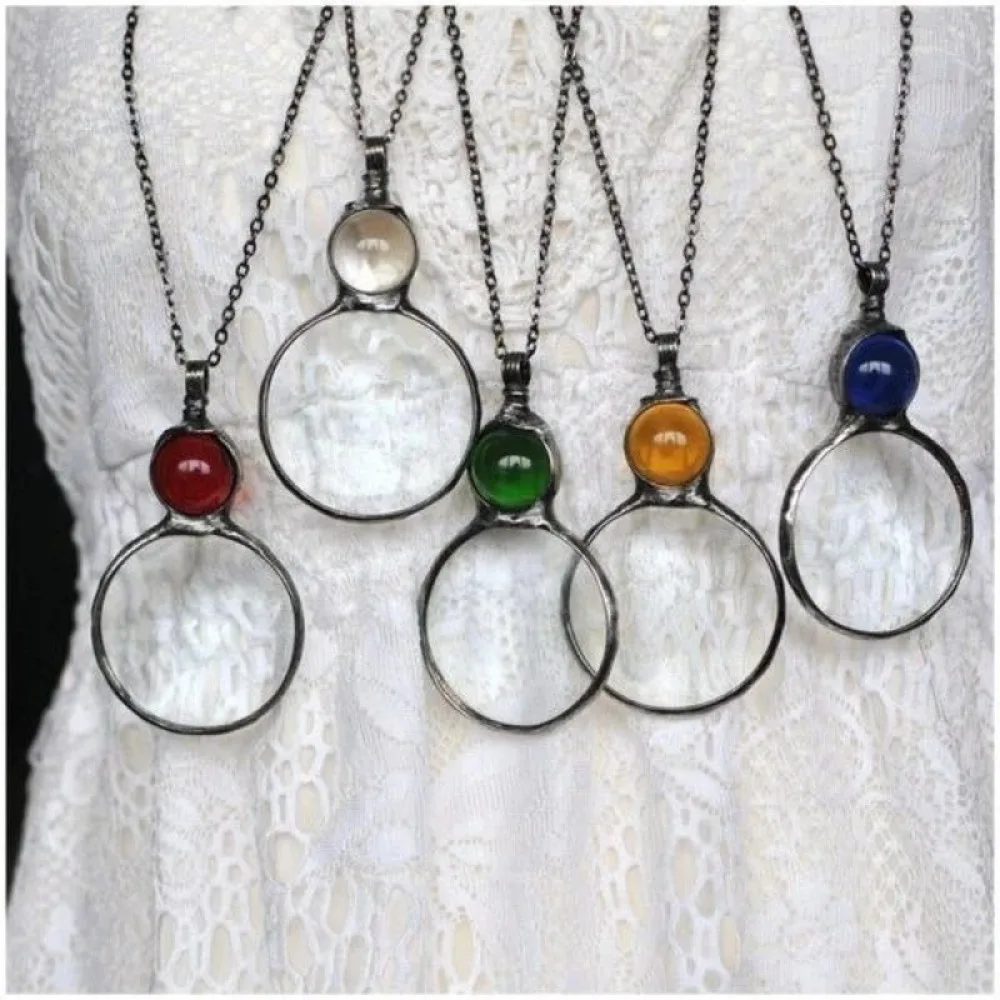 Creative Magnifying Glass Magnifying Glass Retro Style Long Chain Loupe Pendant Alloy Magnifying Glass Pendant Jewelry