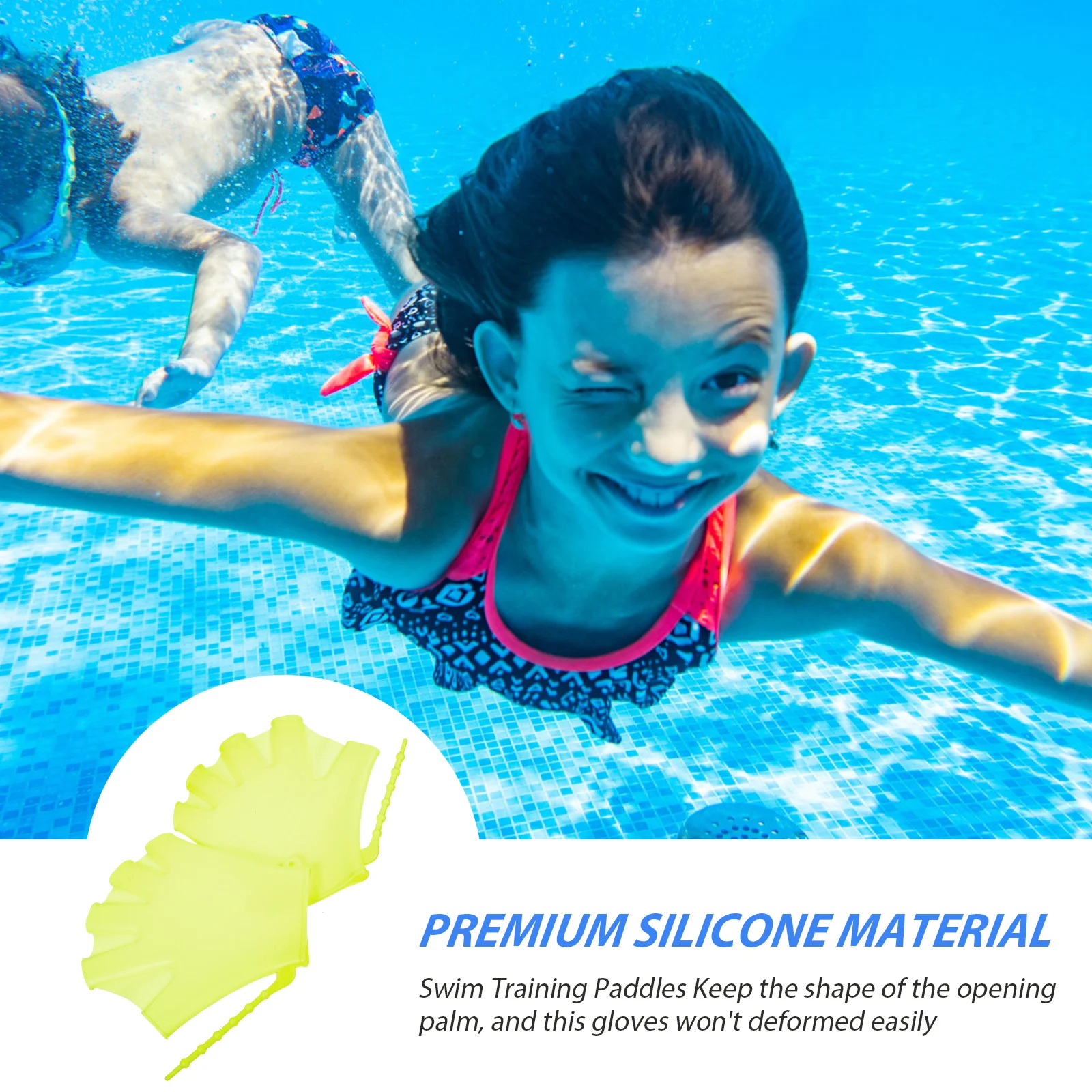 

2pcs Swimming Webbed Gloves Silicone Water Resistance Training Diving Auxiliary Hand Covers Pool Swim Paddles