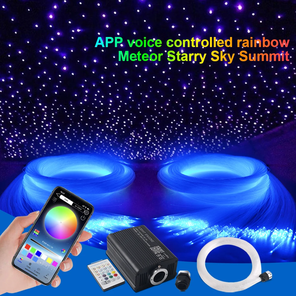 New 16W LED Twinkle RGBW Starry Sky Lights For Car Roof Fiber Optic Ceiling Meteor Ambient Lighting Kit With APP Music Control