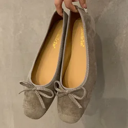 Autumn Women Flat Shoes Fashion Round Toe Shallow Slip On Ladies Elegant Ballerinas Shoes Soft Low Wedge Heel Boat Shoes New