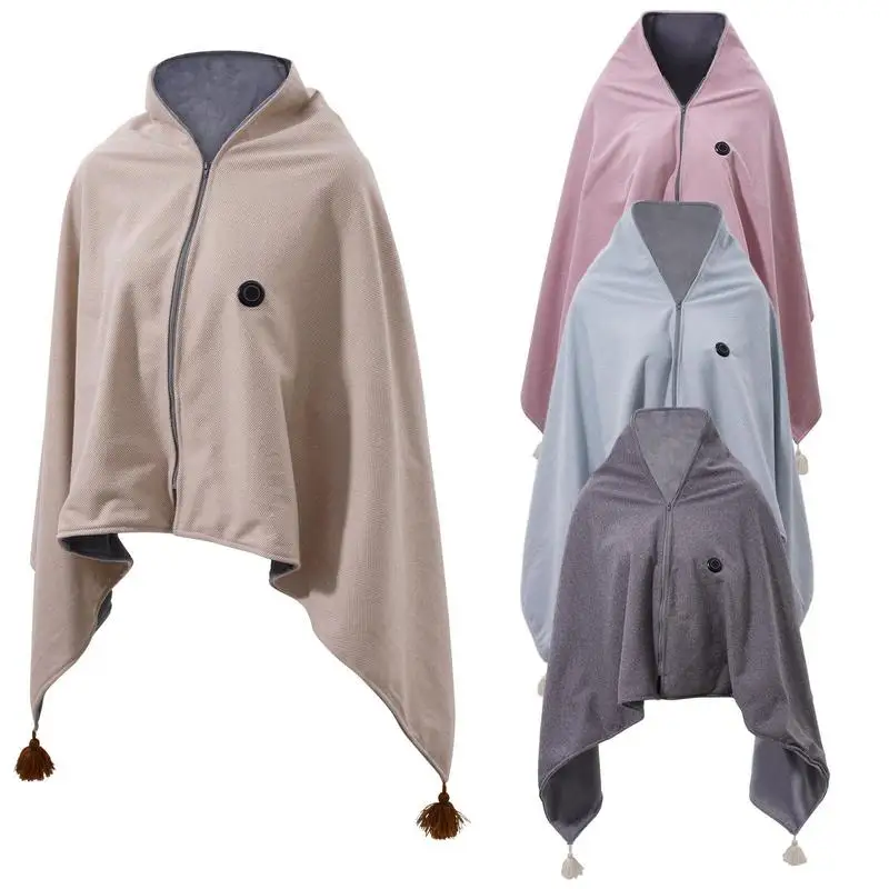 2024 new USB shawl Electric Heated Blanket 3 Heating Levels plush Heated Mat Wearable Body Warmer Blanket for home and outdoor