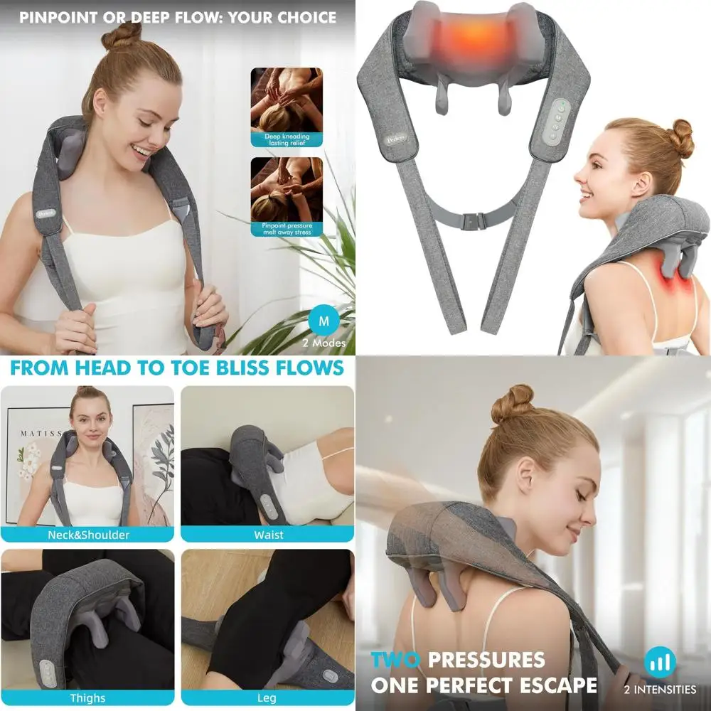 

Wireless Heat Shiatsu Massager for Neck & Shoulders, Rechargeable Deep Tissue Relief for Pain, Ideal Gift for Parents