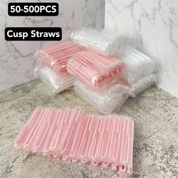 50-500pcs Cusp Straw Chain Package Curved Wrapped Drinking 3.6*150mm PP Thin Straws Milk Tea Drinks Small Straws Smoothies Party