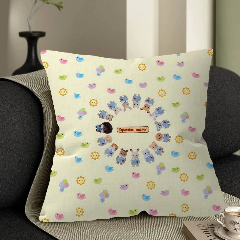 S-Sylvanian Families 45*45cm Cushion Cover Pillow Cover Decor Pillowcase Home Pillowcase for Couch Pillow