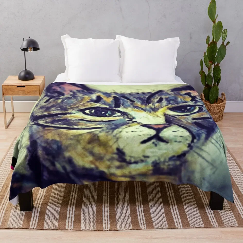 A feline majestic Throw Blanket valentine gift ideas Plaid on the sofa Blankets