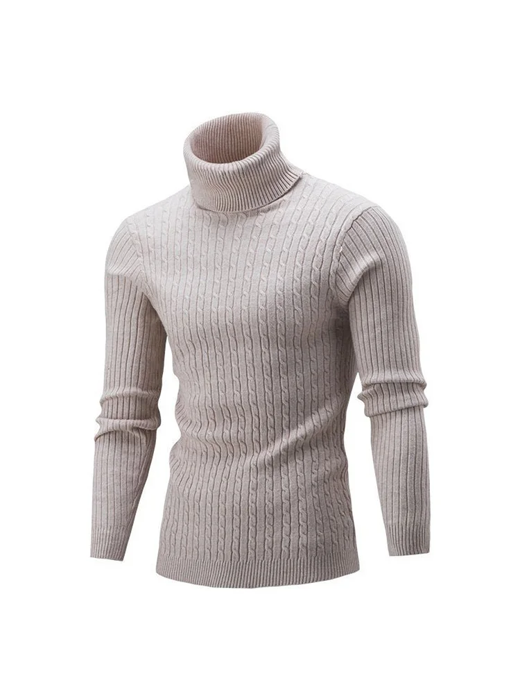 

Men's Turtleneck Sweater 2024 Autumn Winter Male Slim Solid Knit Pullover Casual Long Sleeve Knitted Sweaters Bottom Knitwear