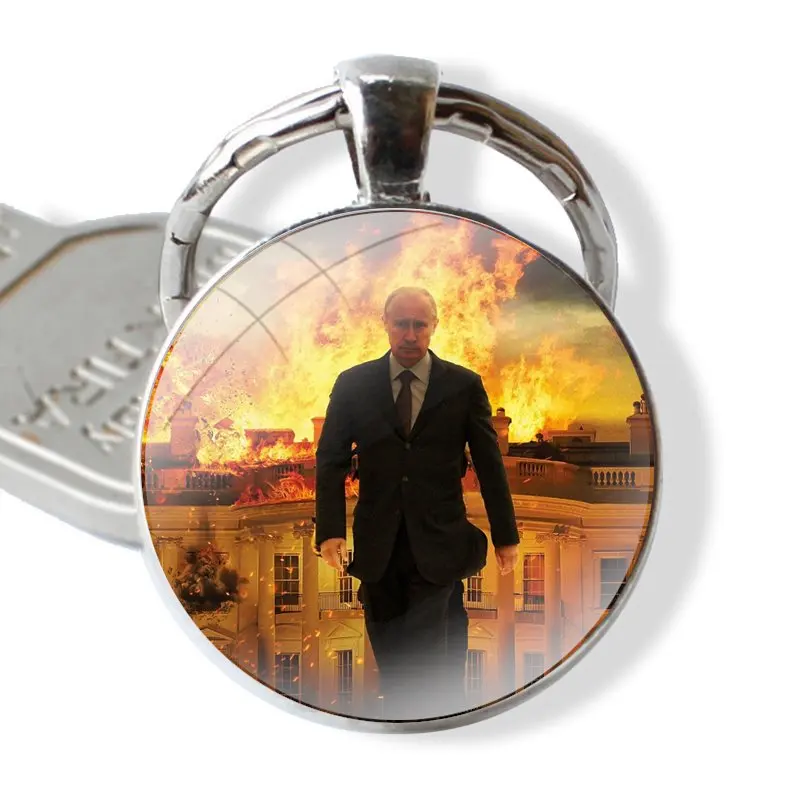 Vladimir Putin Keychain Handmade Glass Cabochon Key Ring Holder Pendant Key Chains