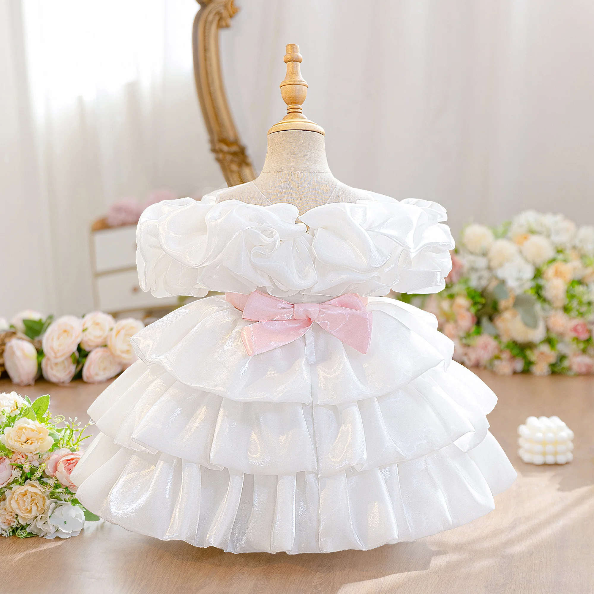 Toddler Baptism Bridesmaids Party Baby Girls Dress Infant Flower 1st Birthday Wedding Prom Princess Dresses Girl Evening Costume