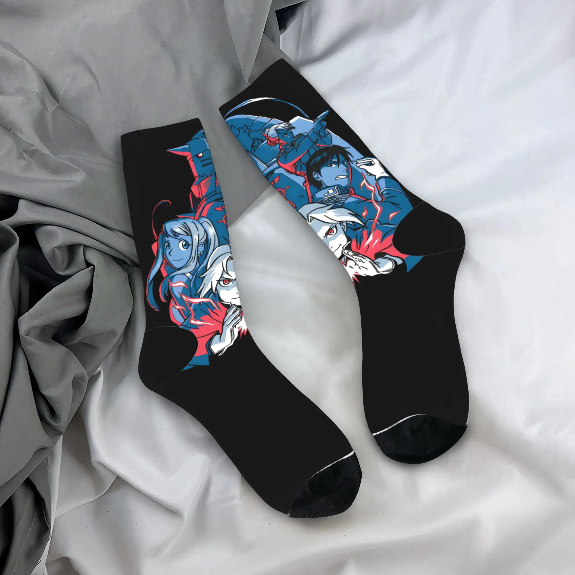 Women Men Socks FullMetal Alchemists Team!  Stockings Autumn Vintage Comfortable Socks Design Skateboard Anti Sweat Socks