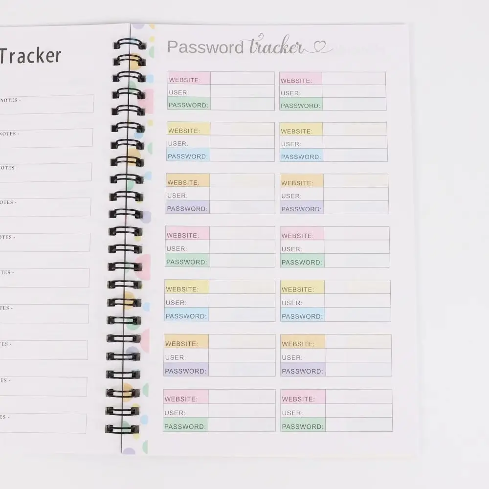 Teal Cover Spiral Password Notebook Gold Key Design To Do List Memo Notepad Time Organizer Taking Notes Diary Notebook