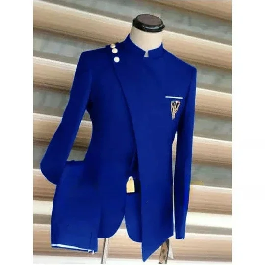 Traje informal europeo y americano para hombre, traje grande grueso con cuello levantado, vestido de banquete de negocios de dos piezas, Trajes para