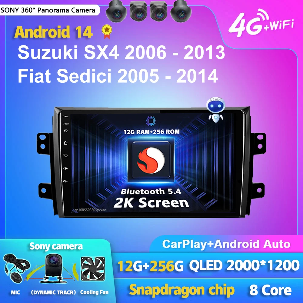 

Android 14 Carplay Auto 2K Screen Car Radio BT Multimedia Player For Suzuki SX4 2006 - 2013 Autoradio GPS Stereo 2 din Head Unit
