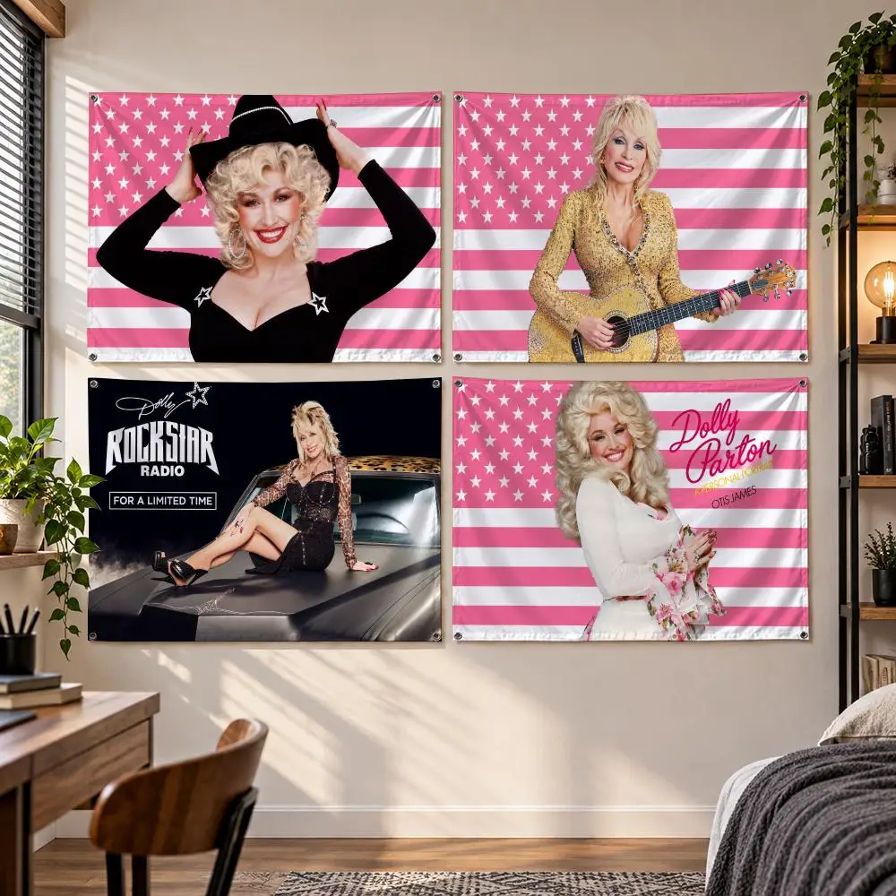 Singer D-Dolly Parton Flags Banner Decor for Bedroom,Garden,Party,Club,Gaming Room,Indoor Outdoor