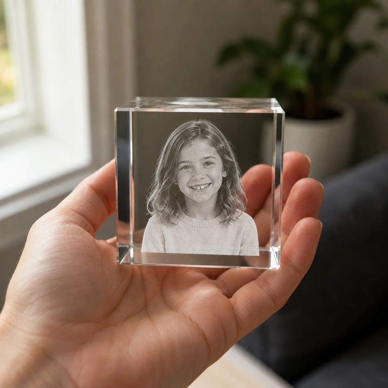 Custom K9 Crystal Cube Personalized Photo Block 2.5D Laser Engraving Picture and Text Keepsake Gift for Birthday Christmas Decor