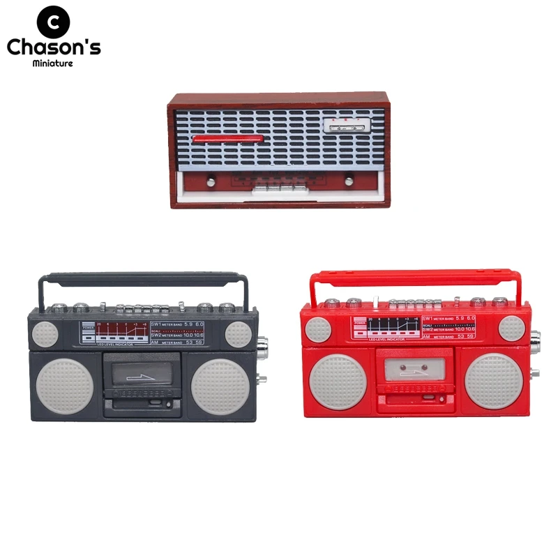 Miniature Retro Radio Tape Recorder Home Appliance Furniture 1/6 1/12 house Decoration Accessories Figurines Landscape Ornaments