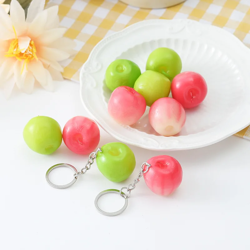 Simulation Fruit Mini Green Red Apple Food Model with Key Chain 10pc/lot