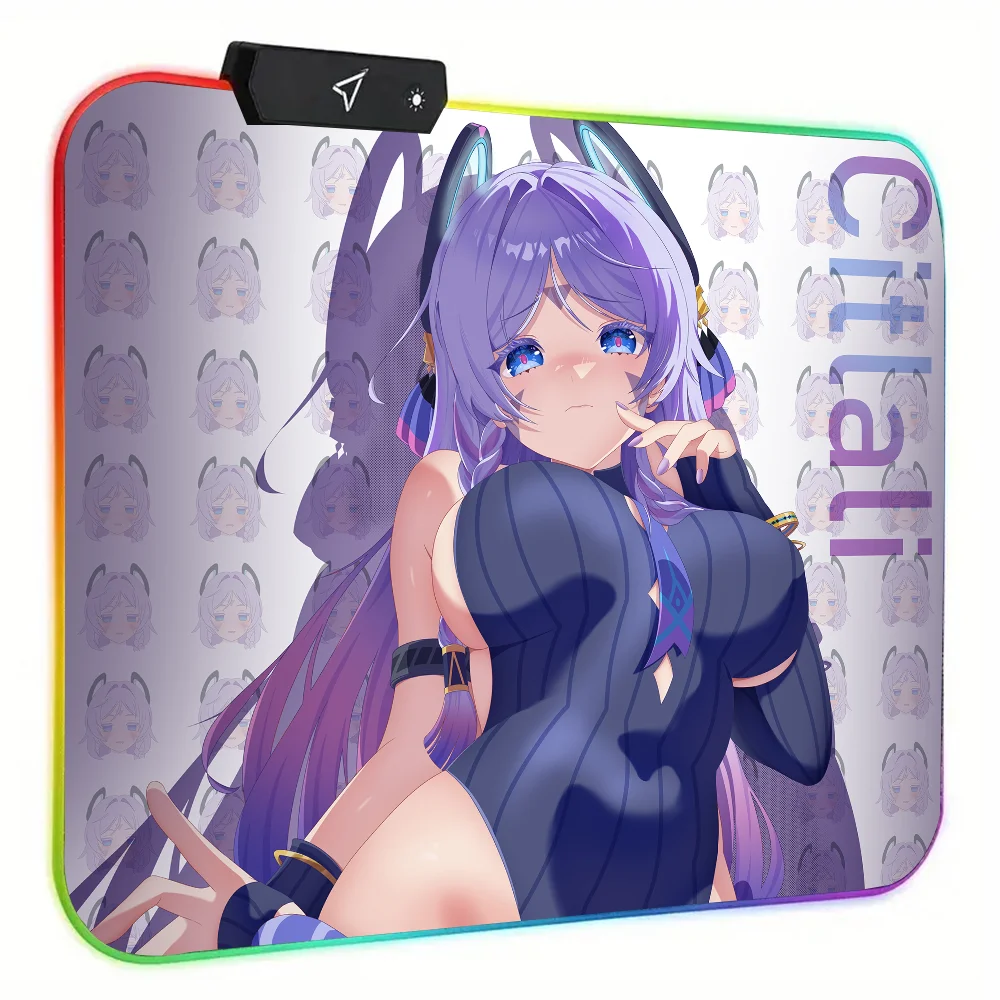Citlali Genshin Impact Mousepad RGB Small Size Gaming Mouse Pad With LED Light Desk Mat Super Smooth Non-slip Rubber Bottom